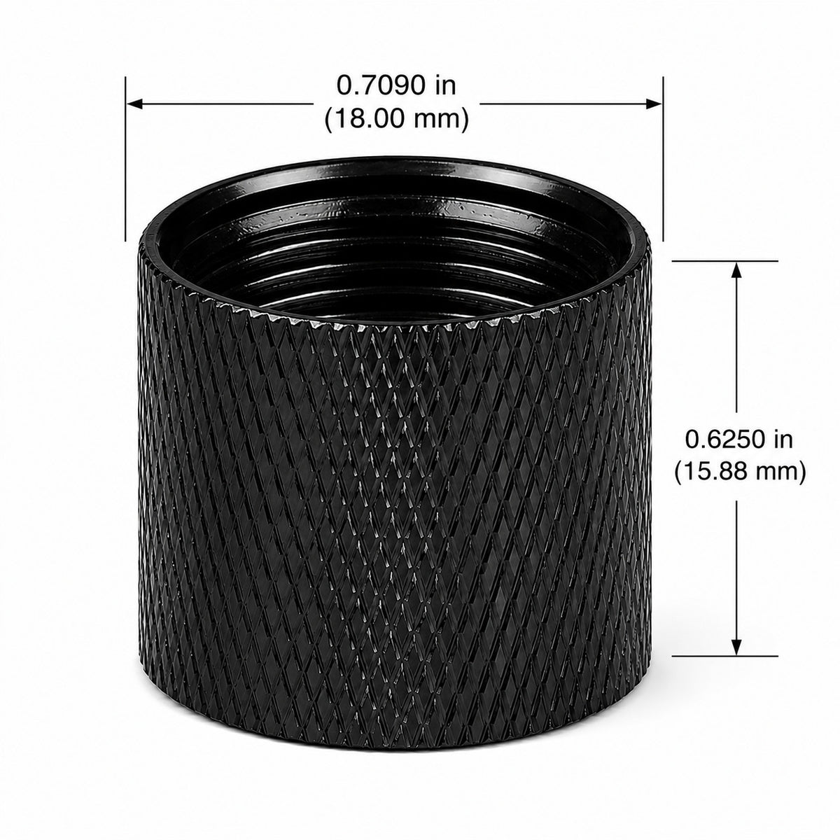 Steel Thread Protector 5/8x24 for Firearms - Black Oxide, Knurled Surface