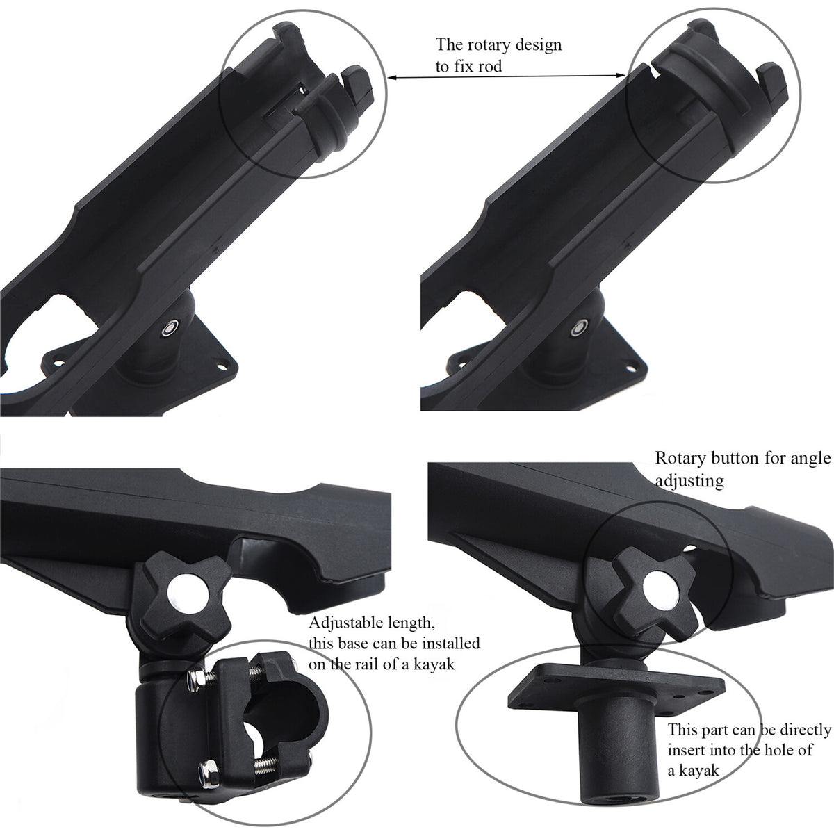 Adjustable Kayak Boat Fishing Rod Holder Set - 2 Pieces