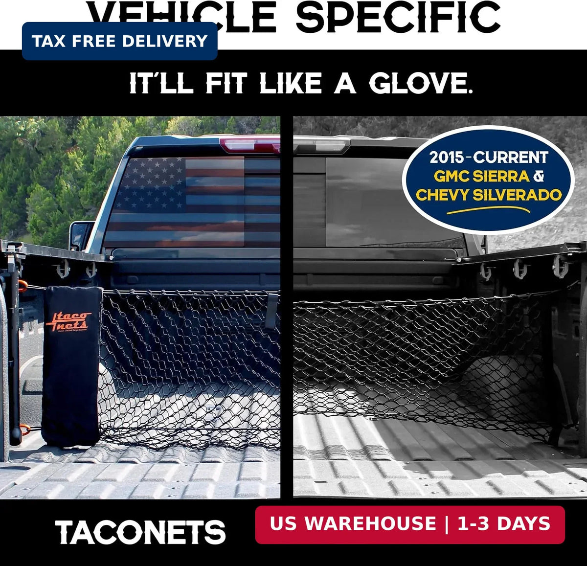 Cargo Net for GMC Sierra & Chevy Silverado 2013+ - Heavy Duty Truck Bed Organizer