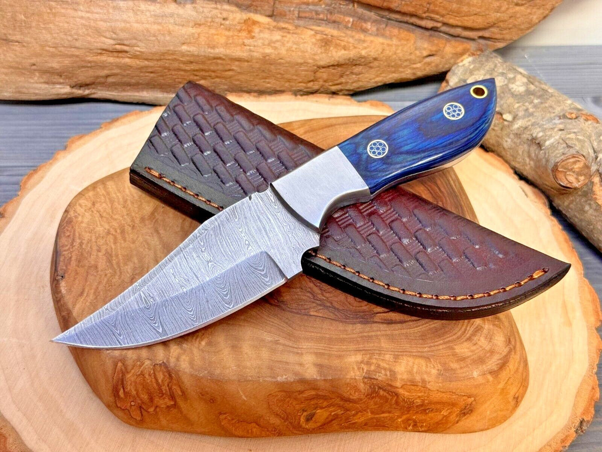 Handmade Damascus Folding Knife with Multiple Color Variants