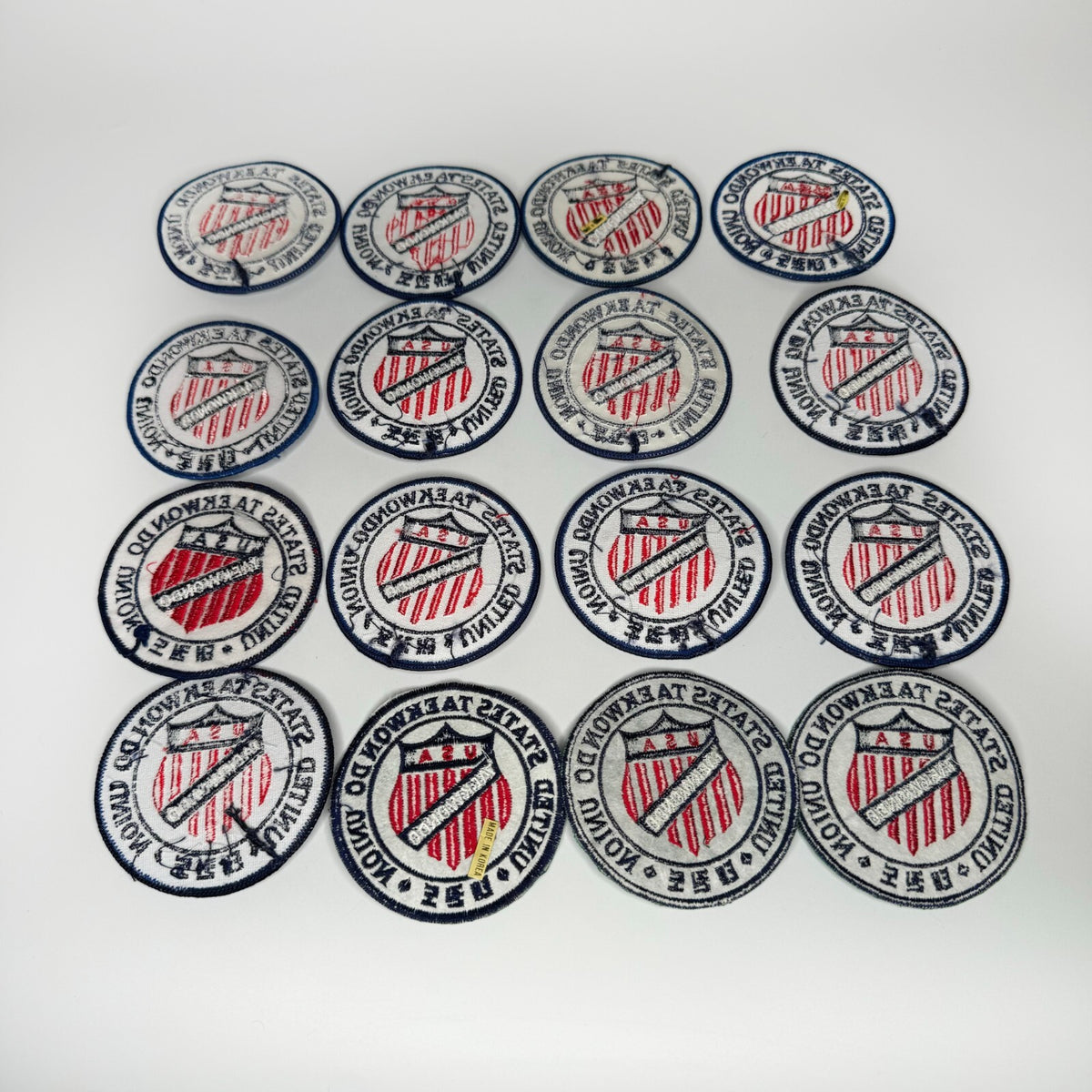 Martial Arts Patches Set - 16 Round United States Taekwondo Union Emblems, 3 Inch