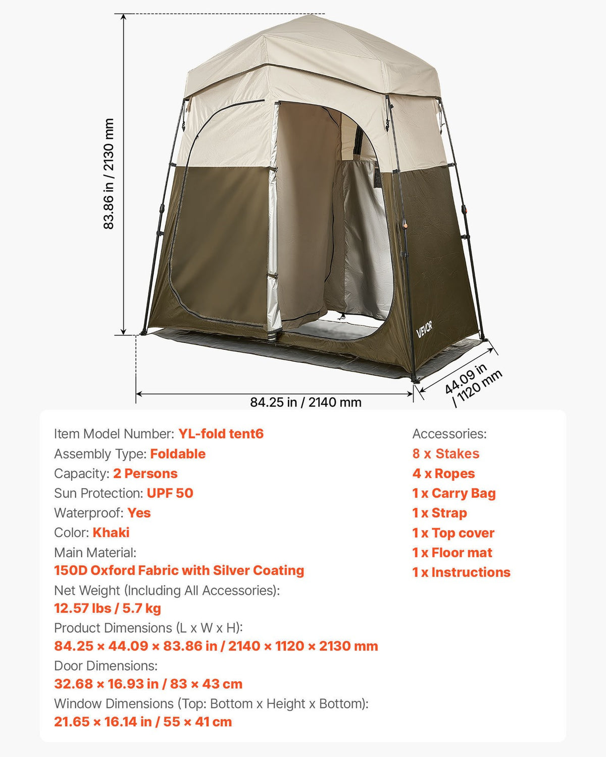 Foldable Camping Shower Tent with Privacy Enclosure for Outdoor Use