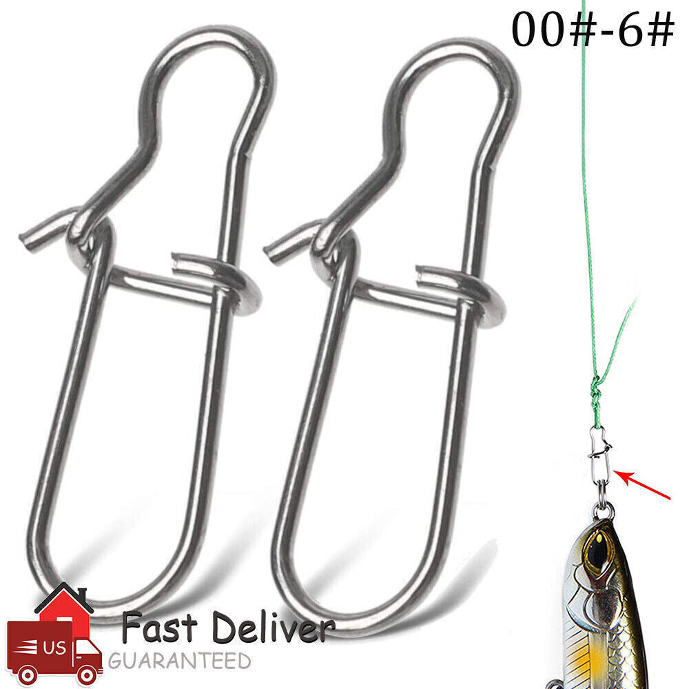 Fishing Snaps Fastlock Clips Barrel Swivels Stainless Steel 100/200PCS