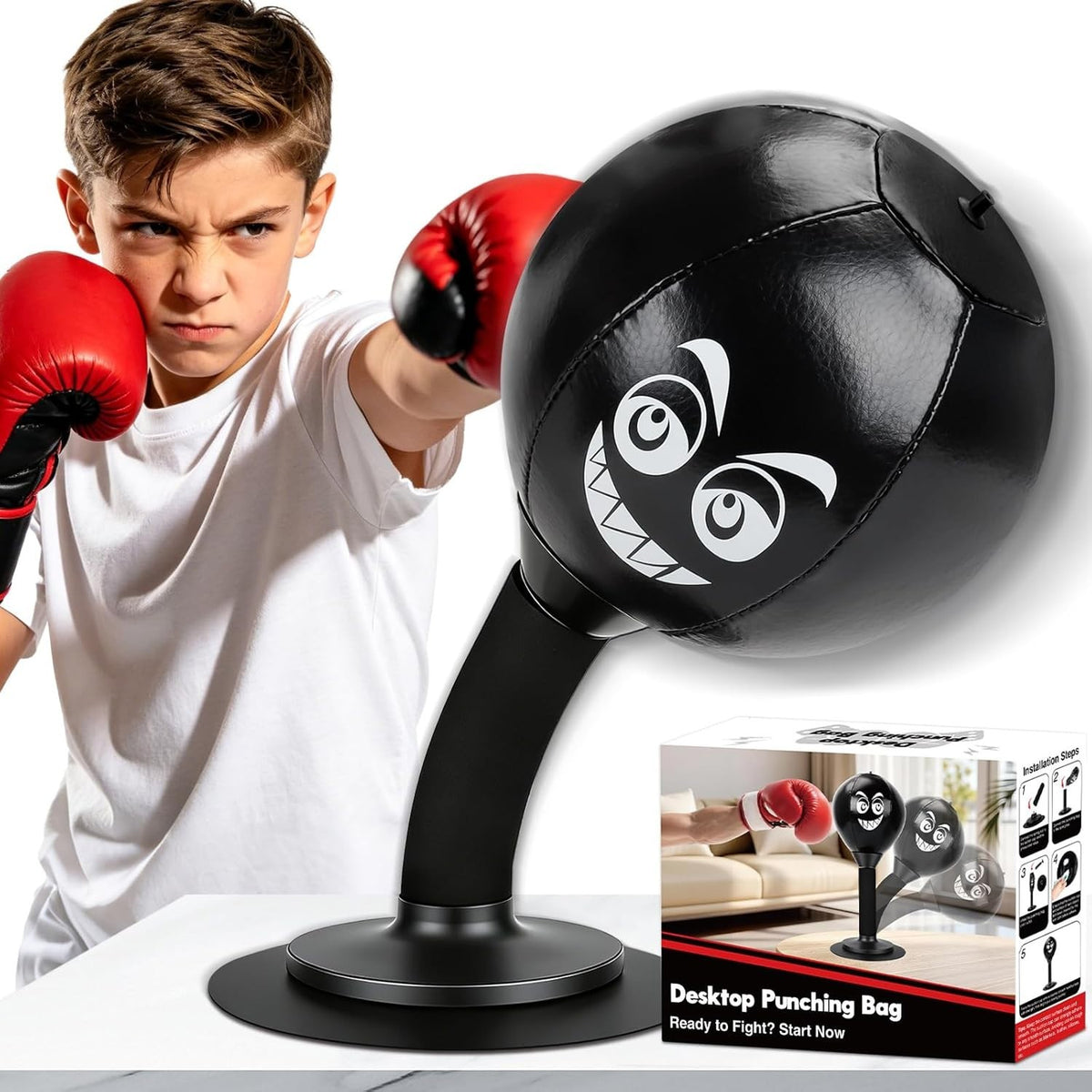 Desktop Punching Bag with Suction Cup for Stress Relief and Focus