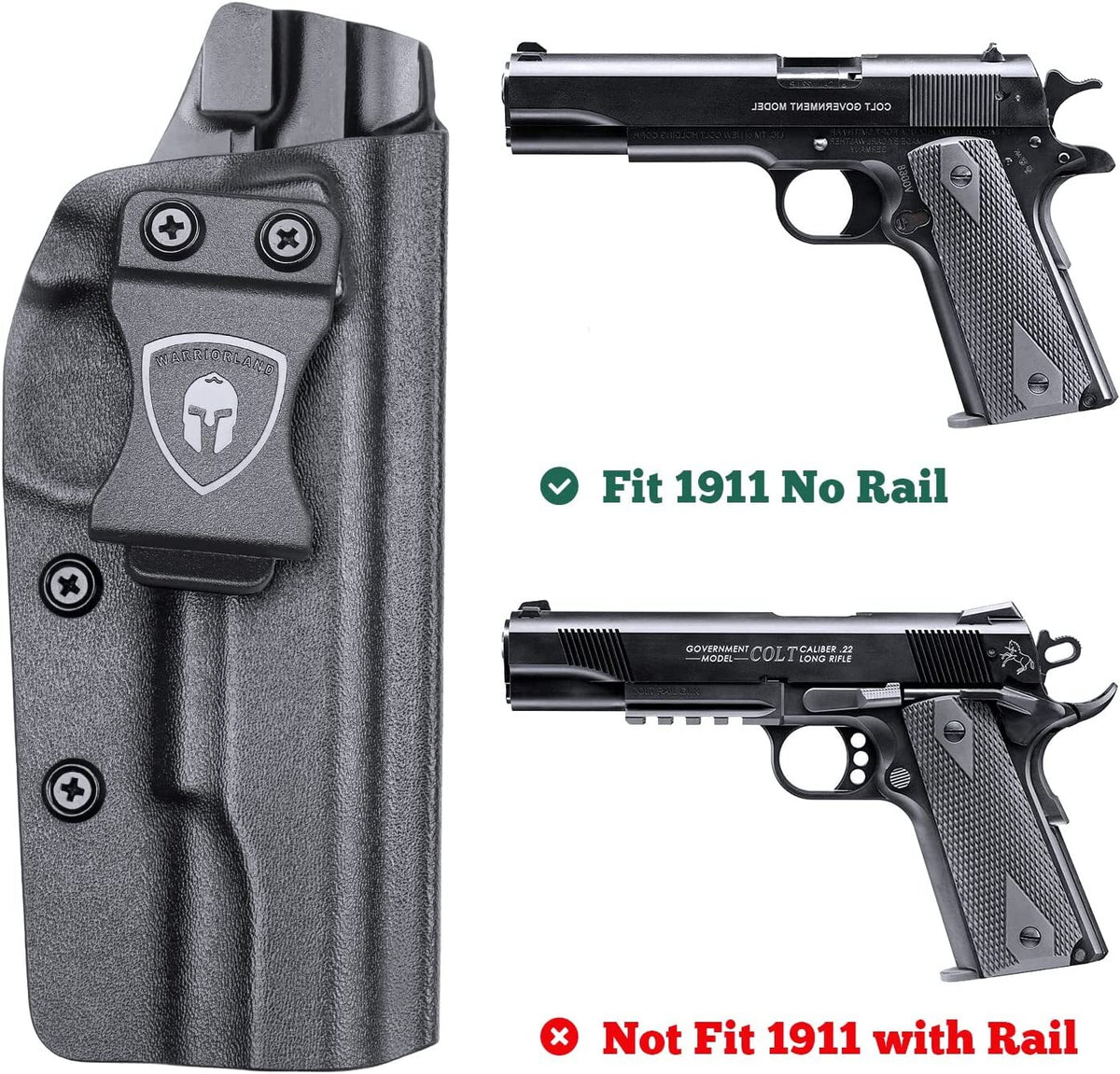 IWB Kydex Holster for 1911 No Rail 5'' Handguns - Concealed Carry