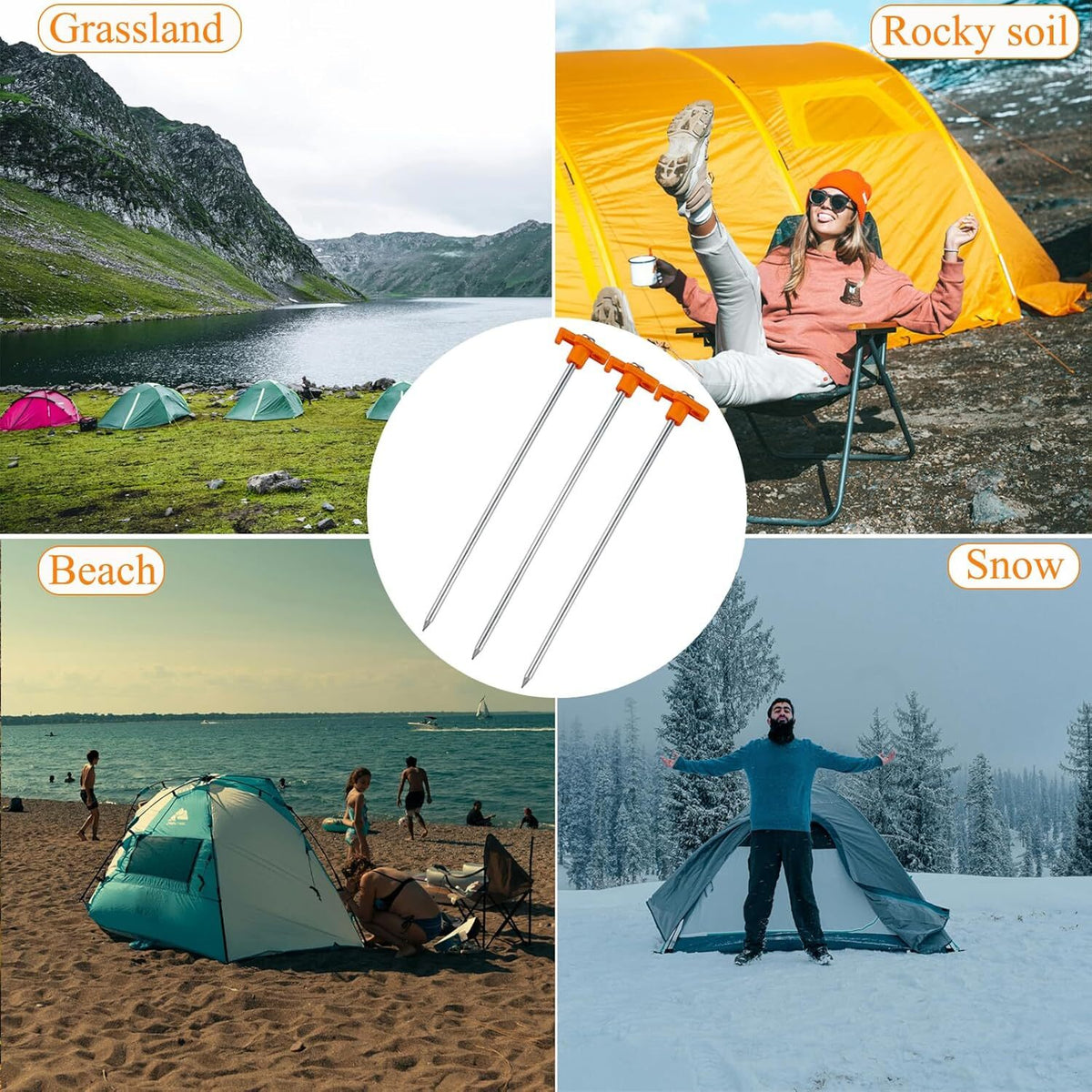 Heavy Duty Tent Stakes 10 Inch Metal Ground Pegs for Camping & Outdoor