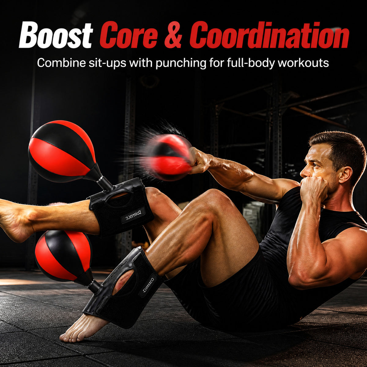 Abs Workout Punching Bag with Reflex Ball for Core Fitness and Training