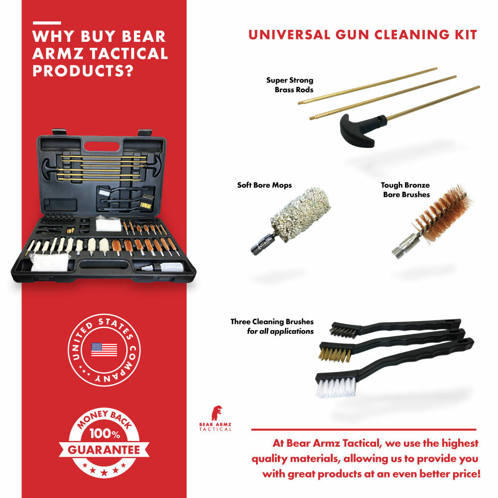 Universal Gun Cleaning Kit for Rifles, Pistols, Shotguns & Muzzleloaders
