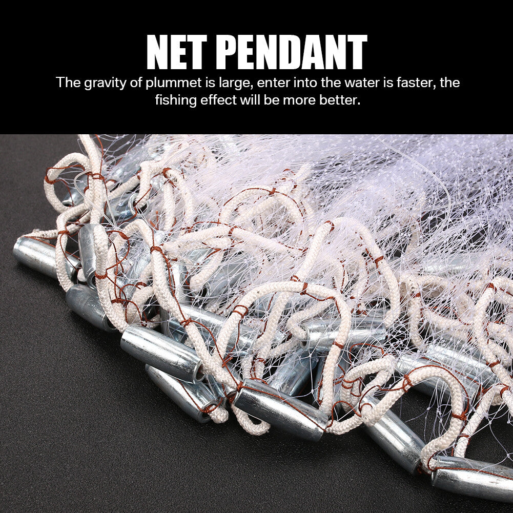 Heavy Duty Fishing Cast Net - Strong Nylon Bait Trap for Sea Lake Pond & River Fishing