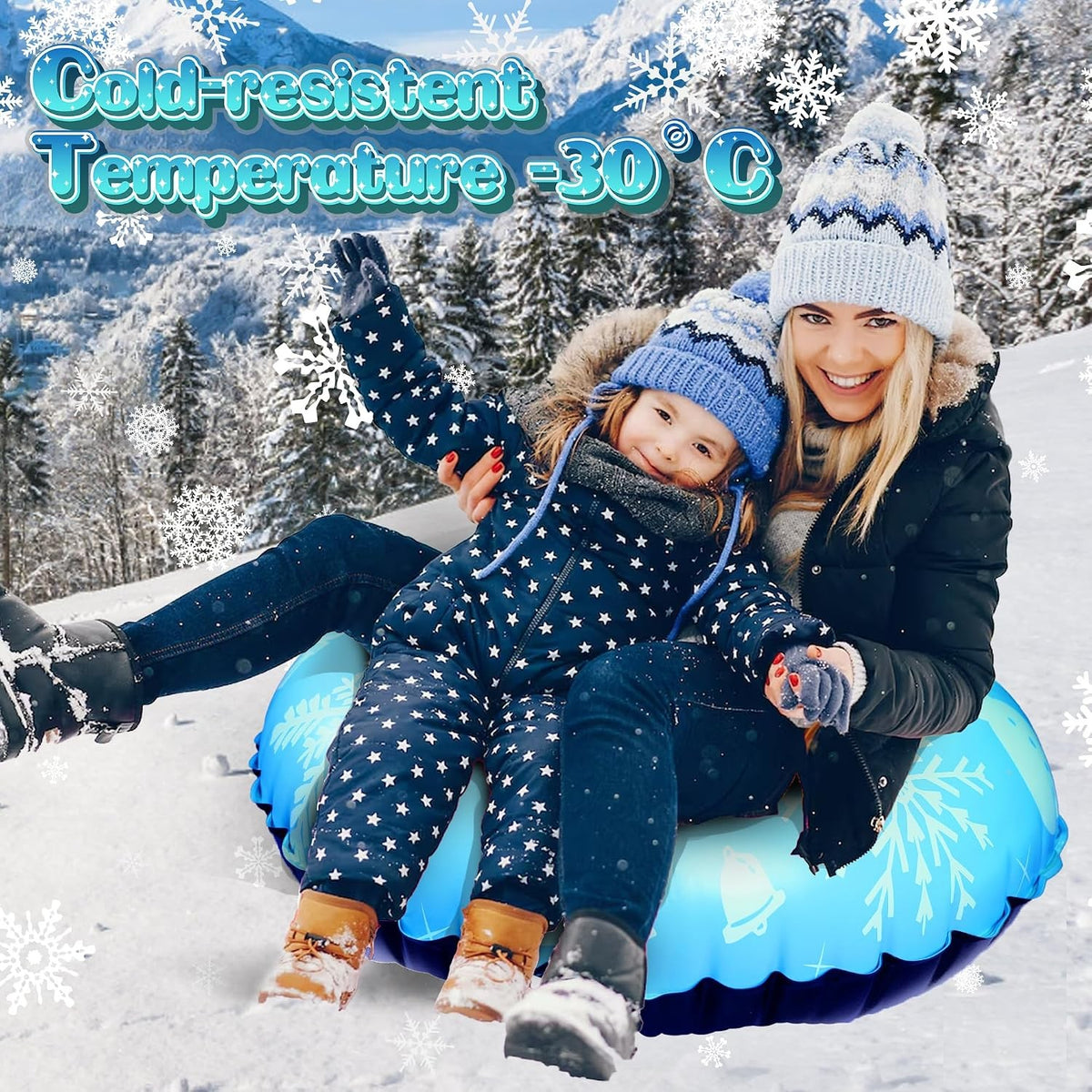 Heavy Duty Inflatable Snow Tubes for Kids and Adults - Winter Sleds