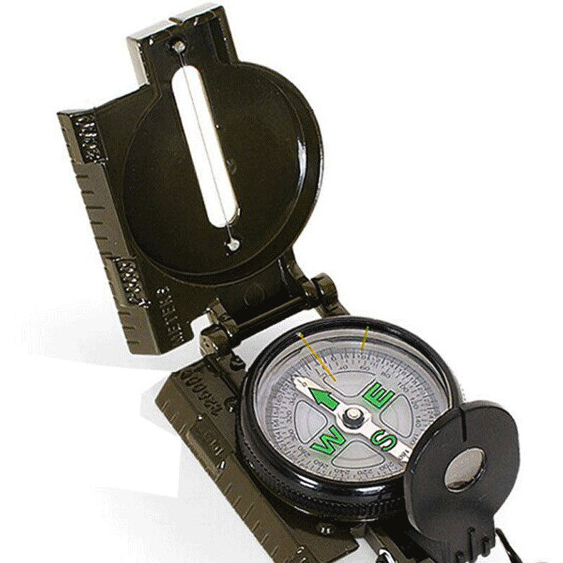 Metal Lensatic Compass Military Style Aluminum Housing Navigation Tool