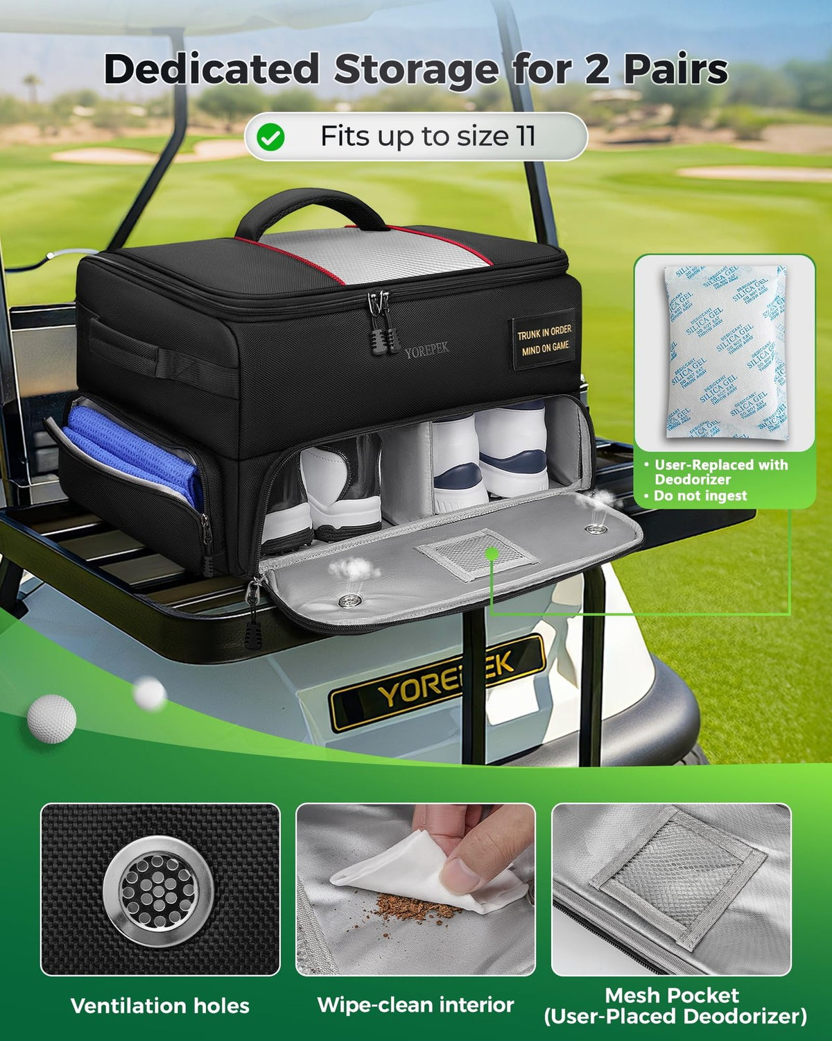Upgraded Golf Trunk Organizer with Removable Insulated Drink Pouch