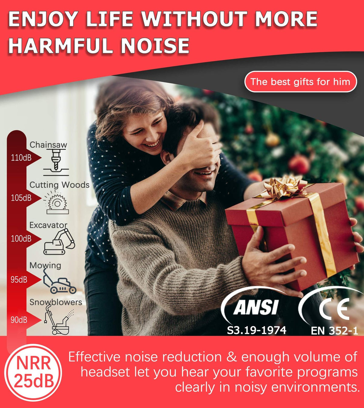 Bluetooth Hearing Protection Ear Muffs 30dB Noise Cancelling Safety Ear Muffs