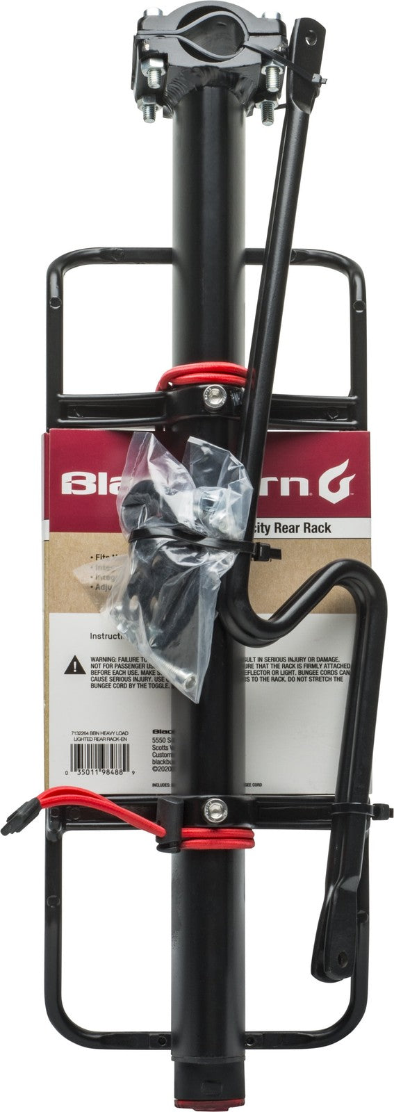 45 lbs Capacity Bicycle Rear Rack with Light and Bungee Cord - 18 Inches