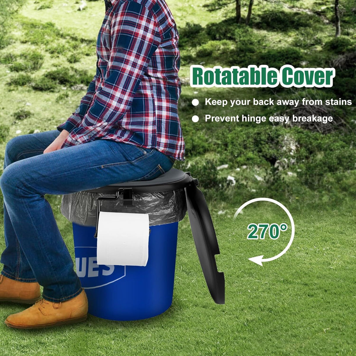 5 Gallon Bucket Toilet Seat with Cushion, Storage Bags & Disposable Liners