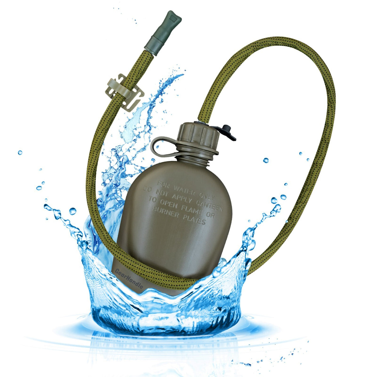 Military 1 Quart Canteen with Hydration Drink Tube Kit – Tactical Water Bottle