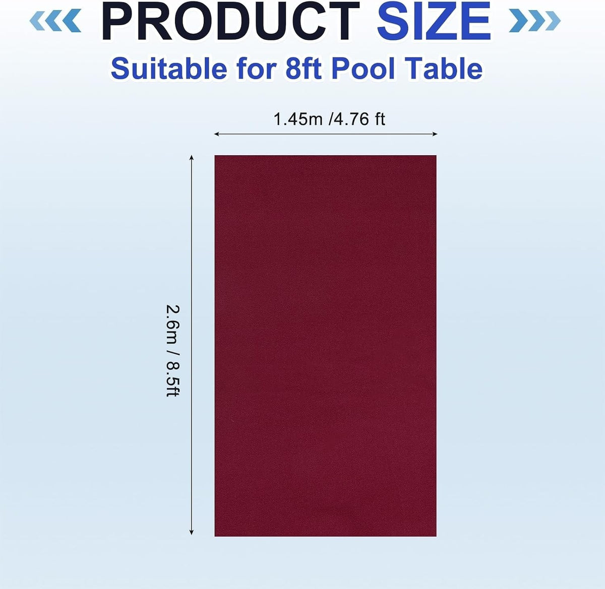 8ft Red Pool Table Felt Replacement Kit for Indoor Use