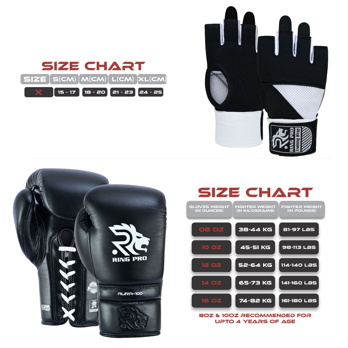 Leather Boxing Gloves 14 oz with Quick Hand Wraps Training Set