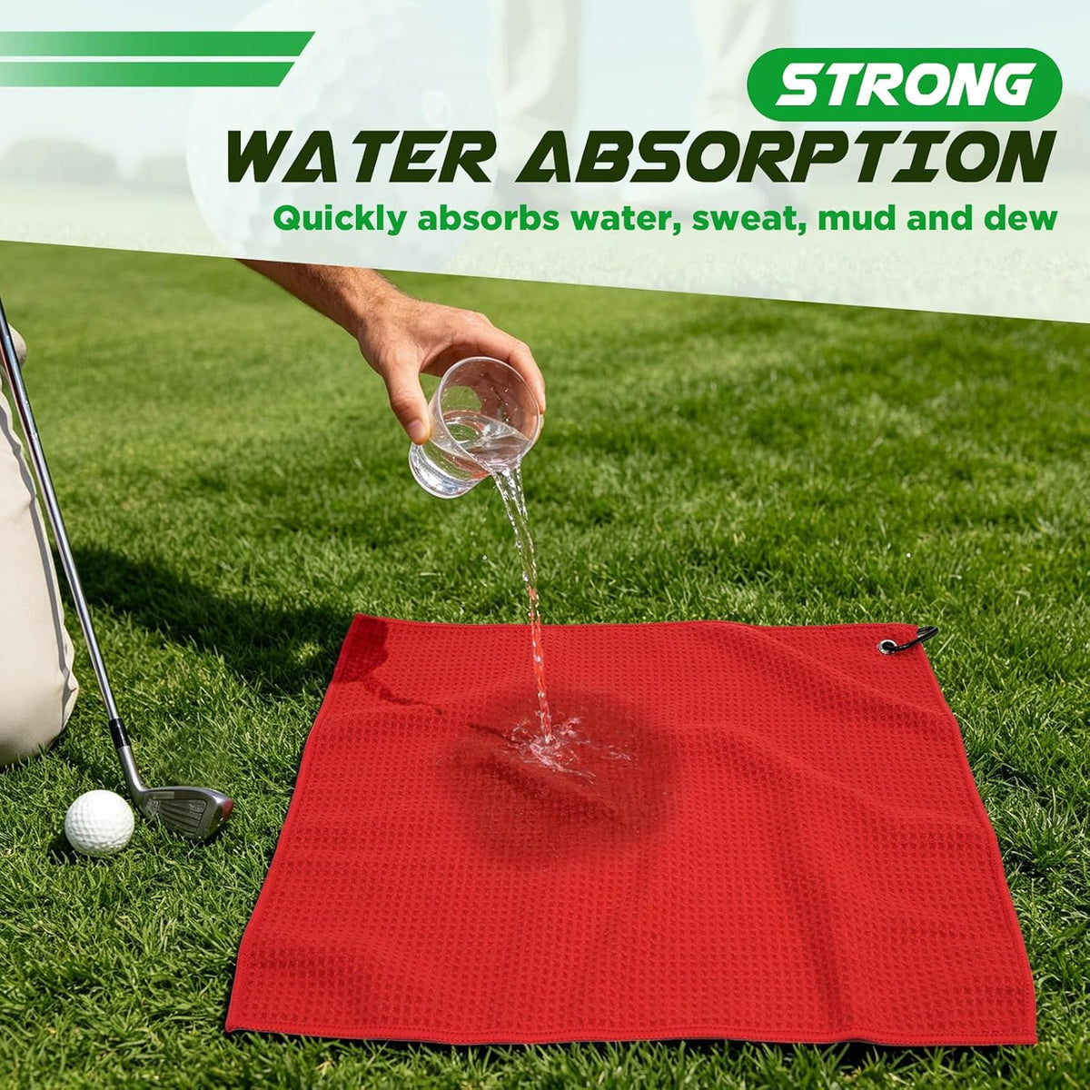 Microfiber Golf Towels 3 Pack 16x16 Inch Waffle Pattern for Club & Ball Cleaning