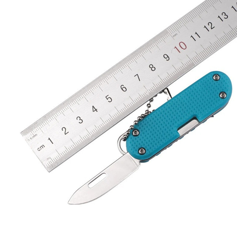 Multifunctional Folding Knife Keychain Tool with Screwdriver - Stainless Steel, Compact EDC