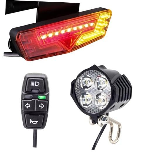 Electric Bike Turn Signal Light Kit with Headlight and Taillight for E-Bikes & Scooters