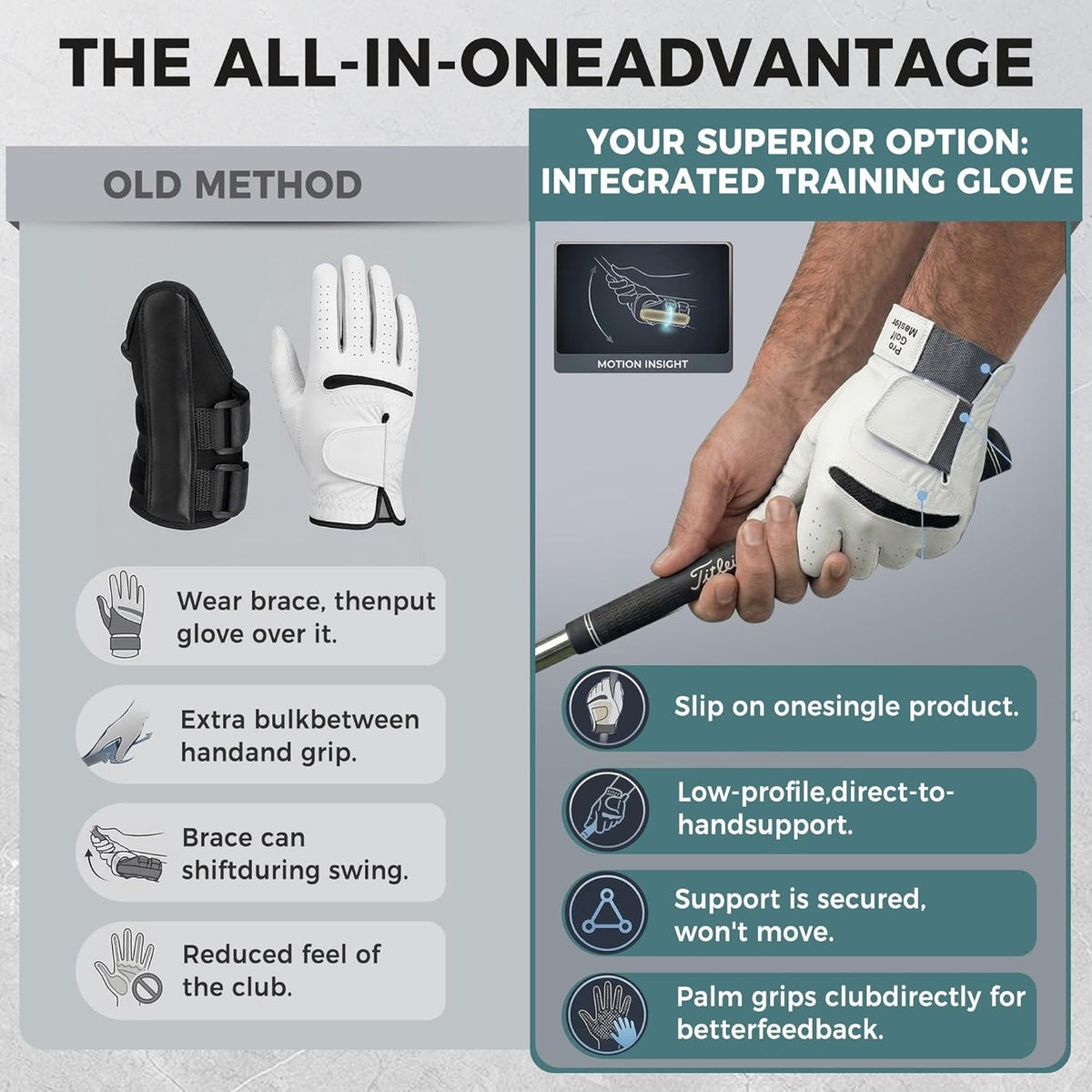 Golf Wrist Training Glove with Wrist Brace for Swing Accuracy and Control