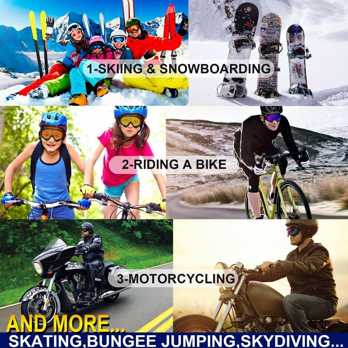 Winter Snow Sports Goggles Ski Snowmobile Snowboard Eyewear Unisex