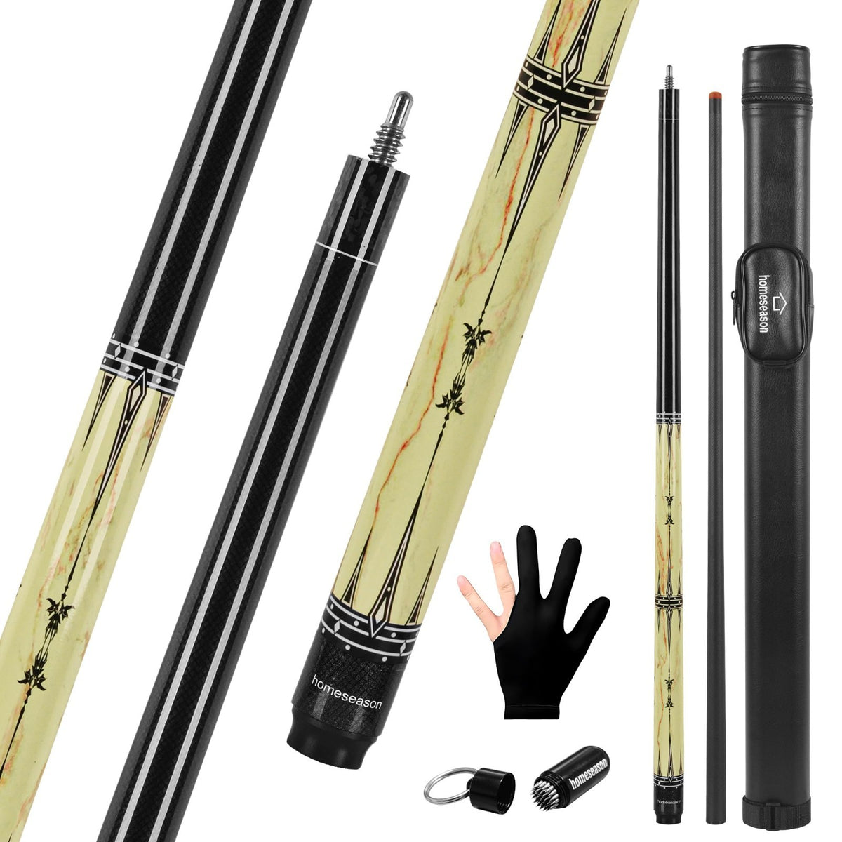 58-Inch Glass Fibre Billiard Cue Stick with 13mm Tip – Low Deflection, Two-Piece