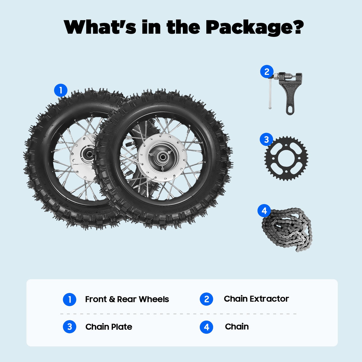 2.5-10 Motorcycle Wheel Set with Chain Sprocket for Motocross & Dirt Bikes