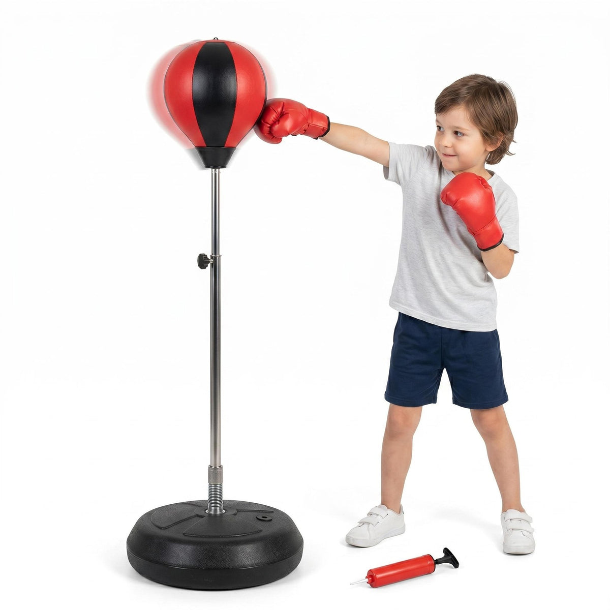 Adjustable Steel Spring Boxing Ball Stand with HDPE Base for Punching Reflex Training