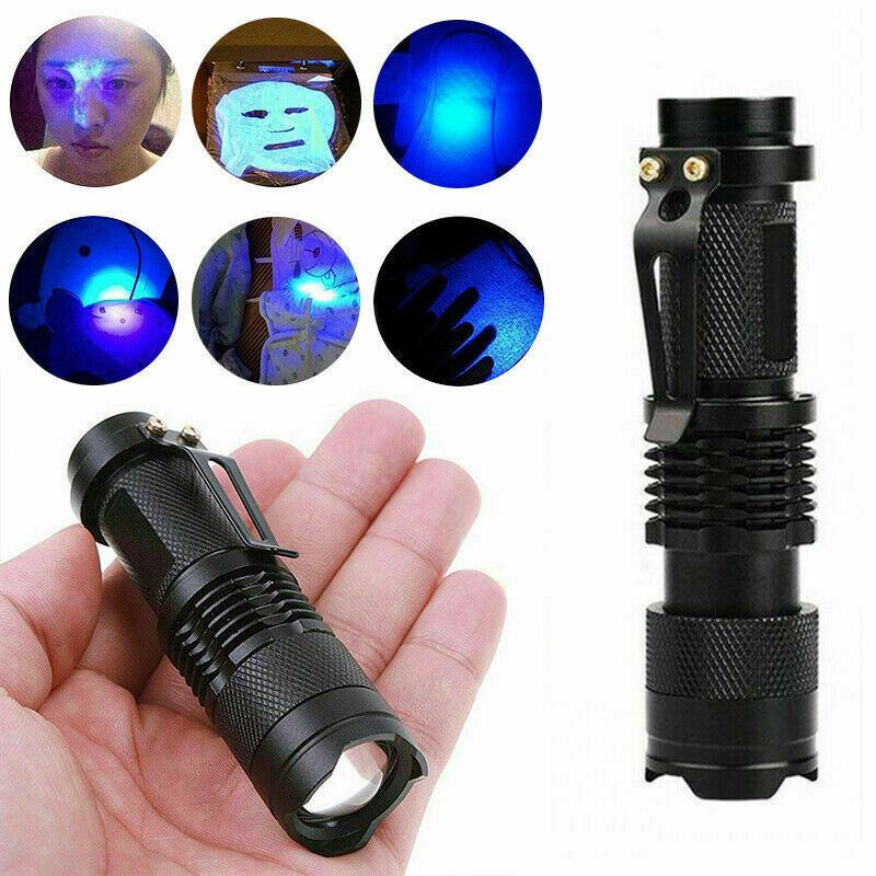 Mini UV Flashlight 395nm Handheld Blacklight for Camping Hunting Night Fishing
