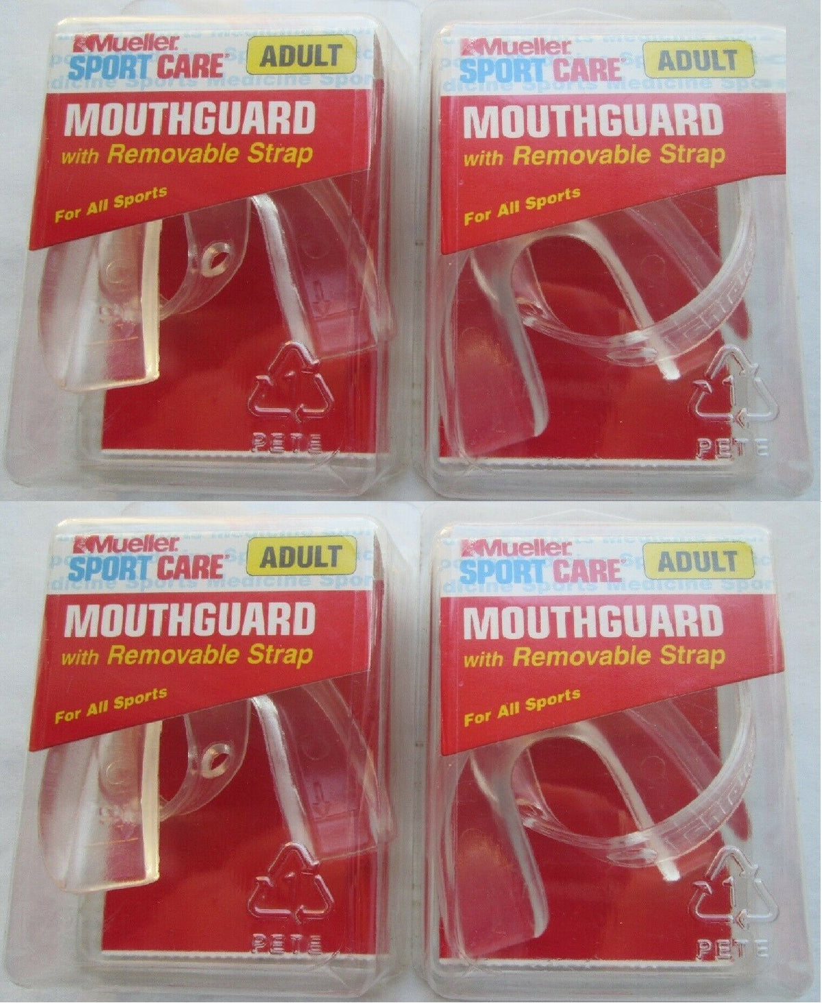 Adult Sports Mouthguard with Removable Strap - Pack of 4