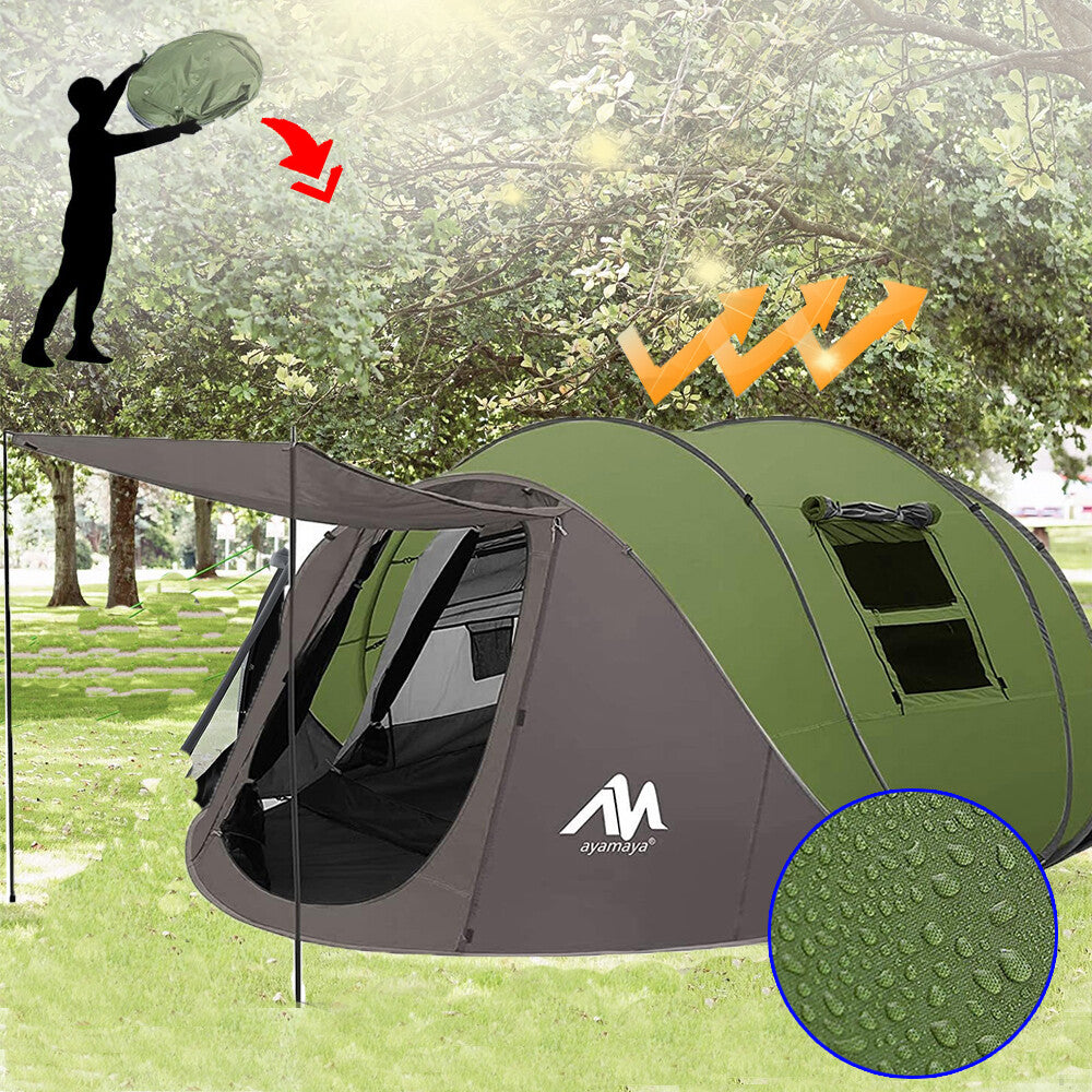 4-6 Person Waterproof Pop Up Camping Tent with Double Layer & Vestibule