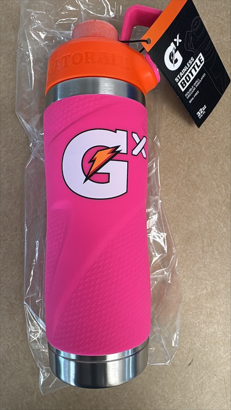 Gatorade Gx Stainless Steel Water Bottle 32oz Pink - Insulated, Reusable