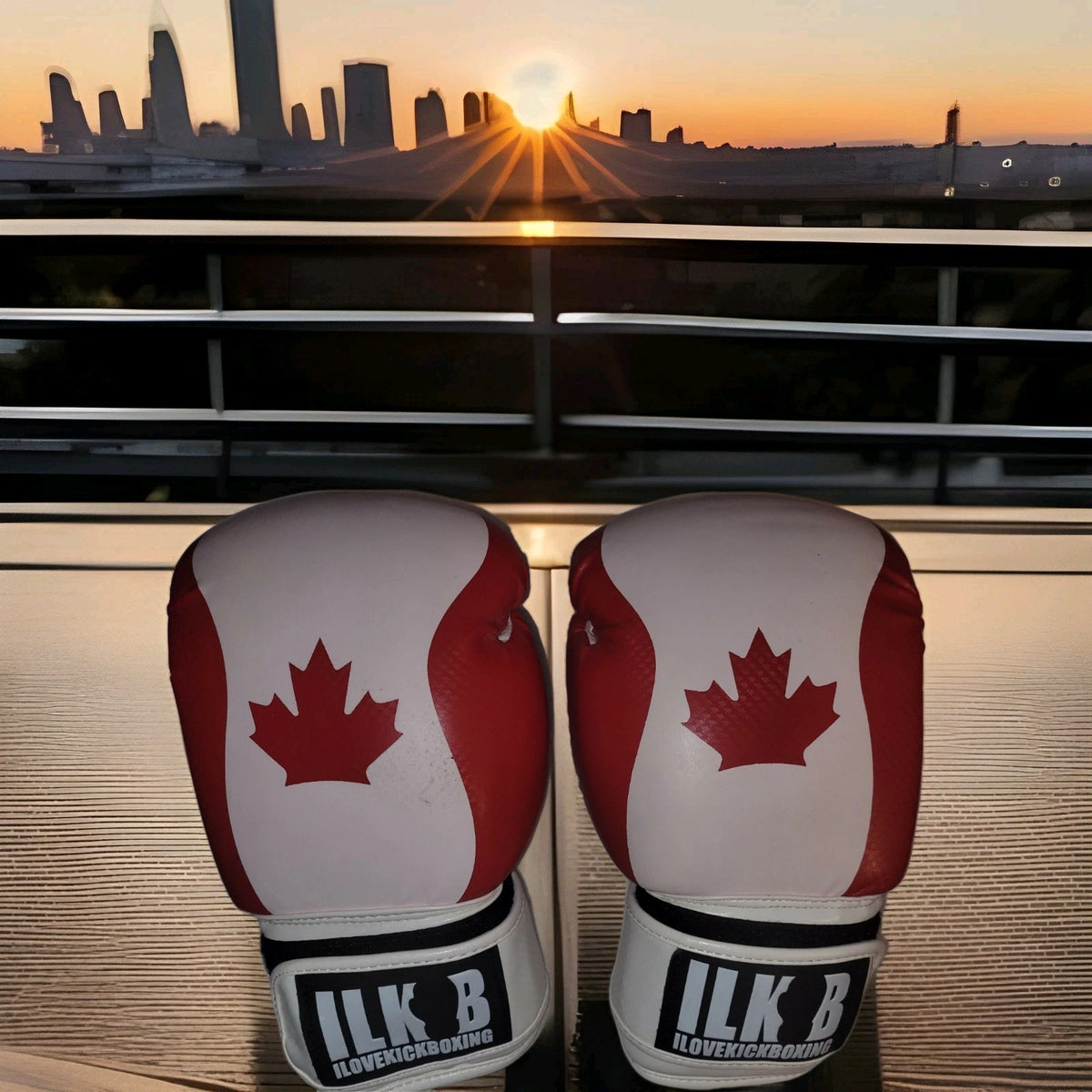 Kickboxing Gloves 16 oz Carbon Strike Canada Flag Maple Leaf Martial Arts Equipment
