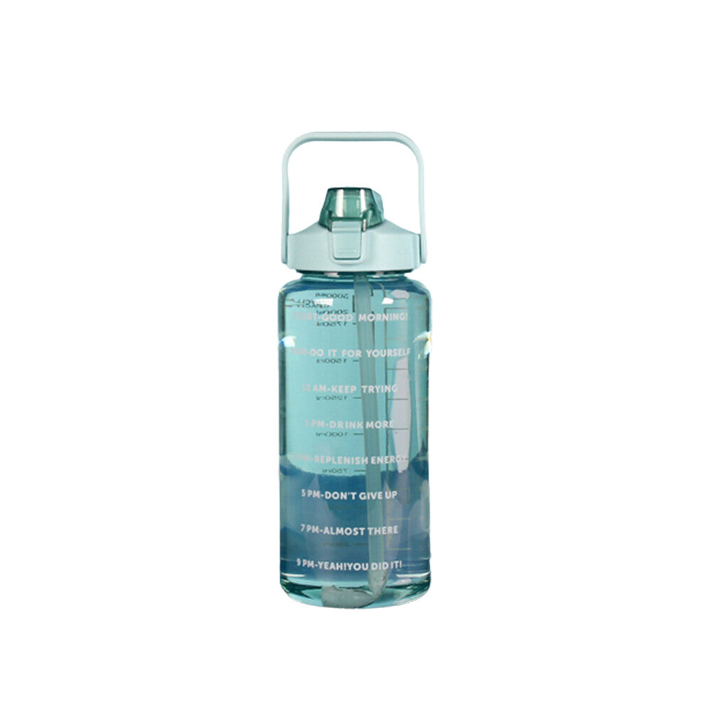 Motivational Half Gallon Water Bottle with Time Marker and Straw - 64 oz BPA Free Hydration Bottle