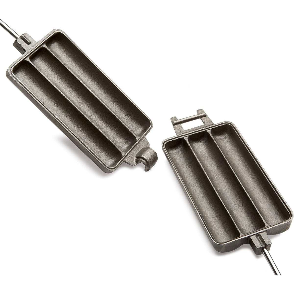 Cast Iron Hot Dog and Brat Cooker with Long Handle for Campfire Cooking