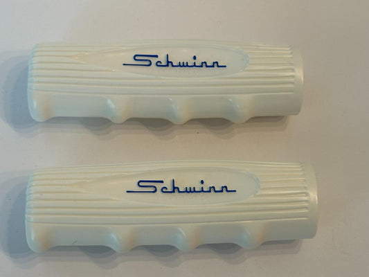 Schwinn Approved Chubby Bicycle Handlebar Grips White with Blue - Universal Fit