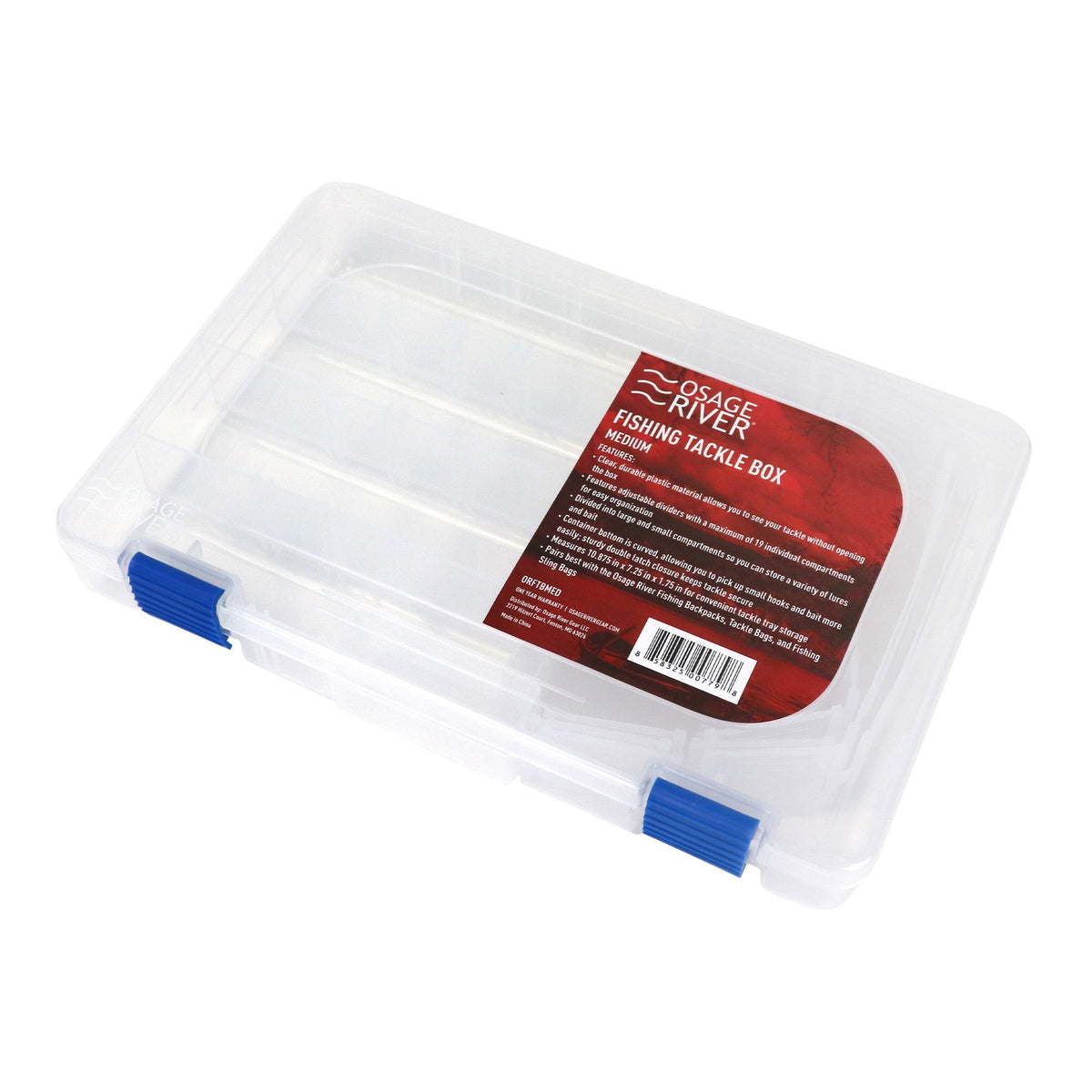 Medium Tackle Box Organizer for Fishing Storage, Clear Plastic, 19 Compartments