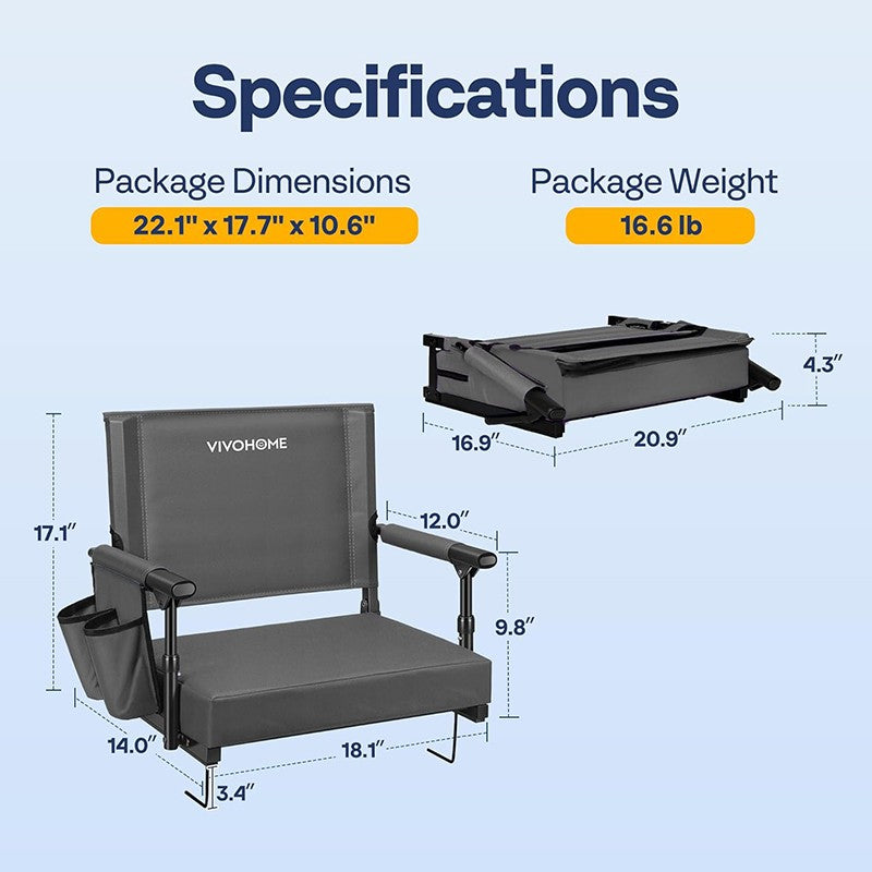Portable Stadium Bleacher Seat with Cup Holders & Shoulder Strap - Comfortable & Foldable