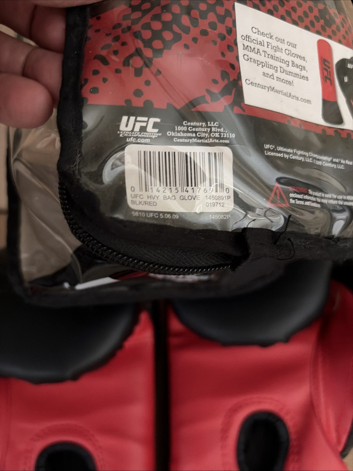 12oz MMA Heavy Bag Gloves for Martial Arts Training - Black and Red