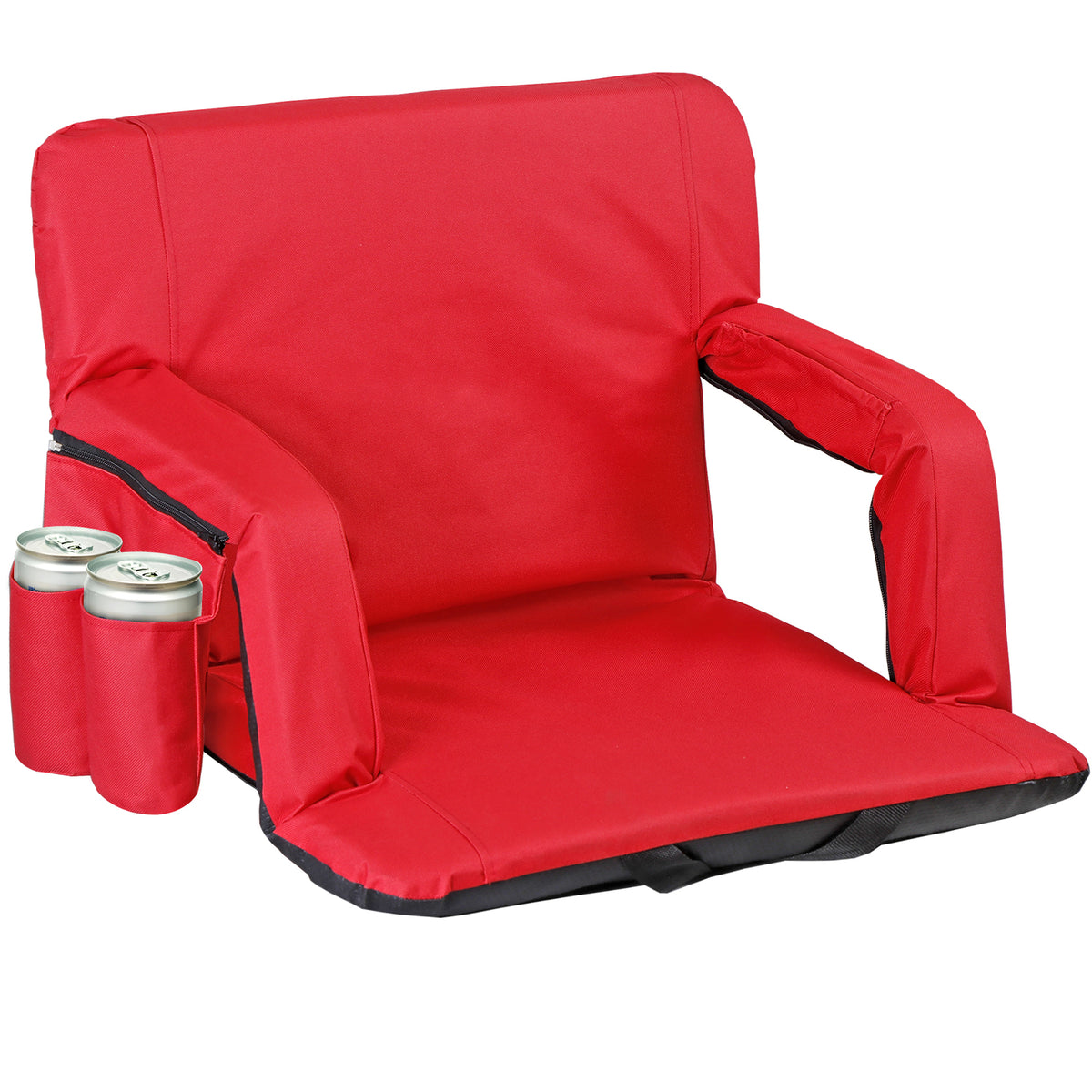 Portable Stadium Seat with Recline & Padded Backrest - Red