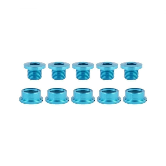 Single-Ring Bicycle Chainring Bolts Set - Alloy Blue, 5 Pieces