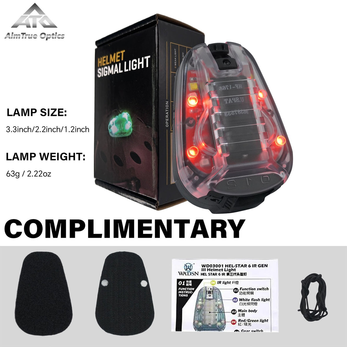 Tactical Helmet Signal Light with IR and Flashing Modes for Military Outdoor Use