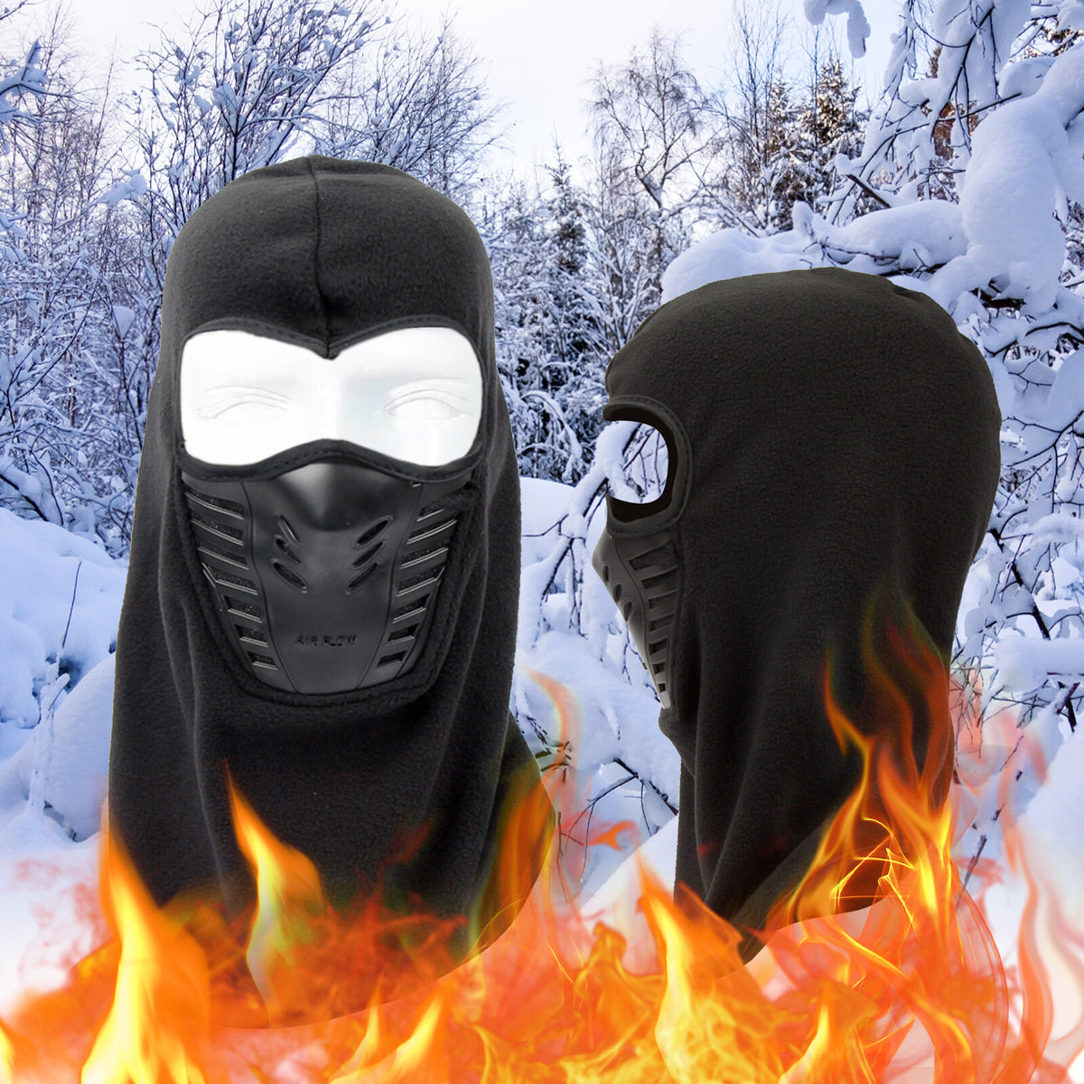 Full Face Ski Mask Balaclava Windproof Fleece Neck Warmer for Cold Weather