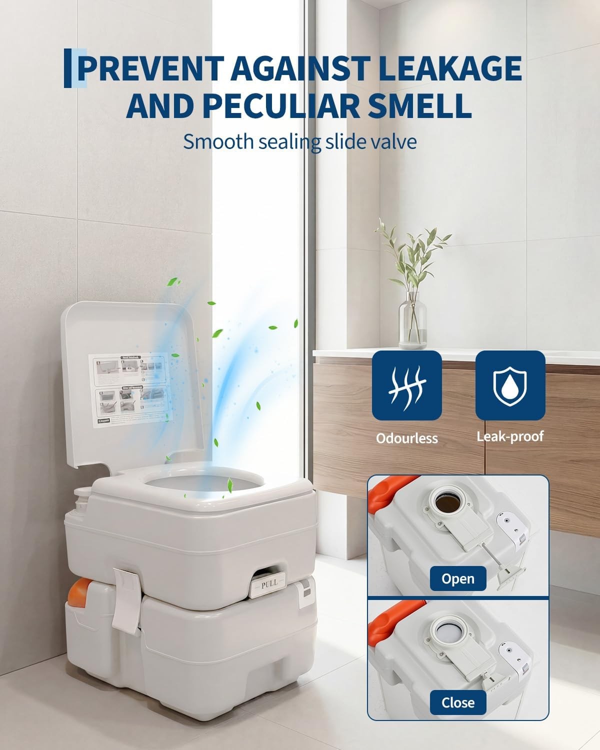 Portable Toilet 5.3 Gallon with 3-Outlet Flush for Camping RV Travel