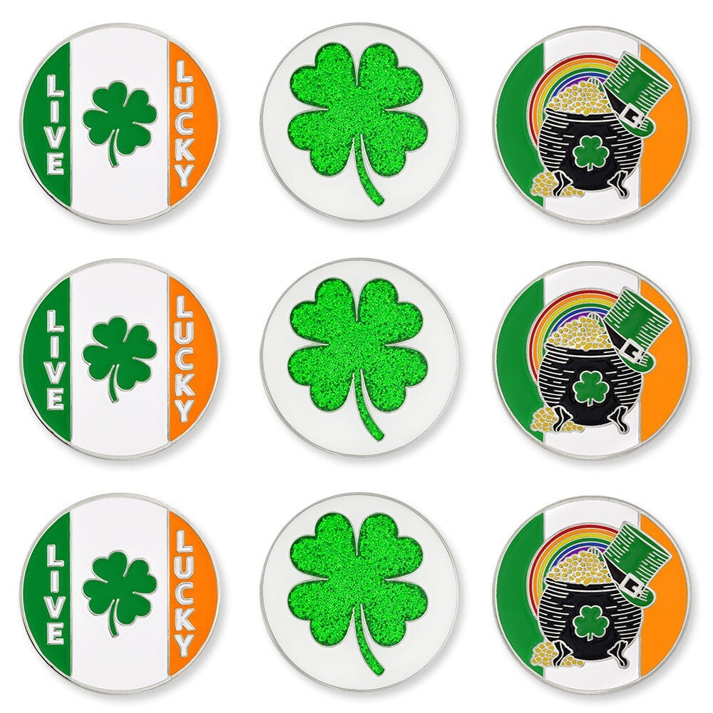 Golf Ball Markers Set of 9 - Luck of the Irish Enamel Golf Accessories