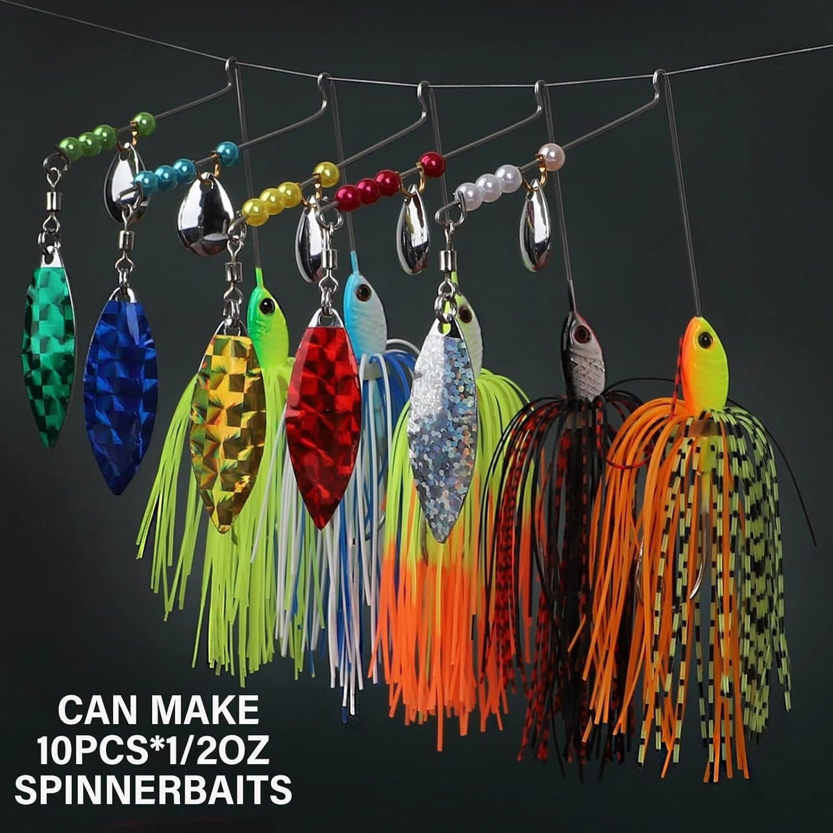 DIY Spinnerbait Making Kit with Flash Blades for Bass Fishing - 107PCS