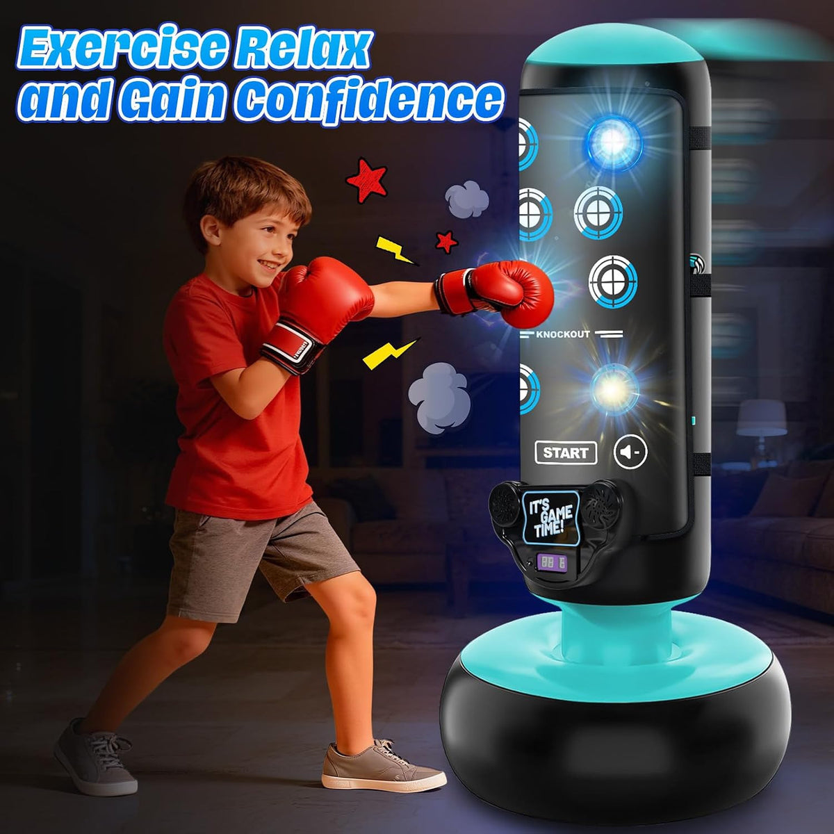 Kids Inflatable Punching Bag with Boxing Gloves - 66 Inch Boxing Toy
