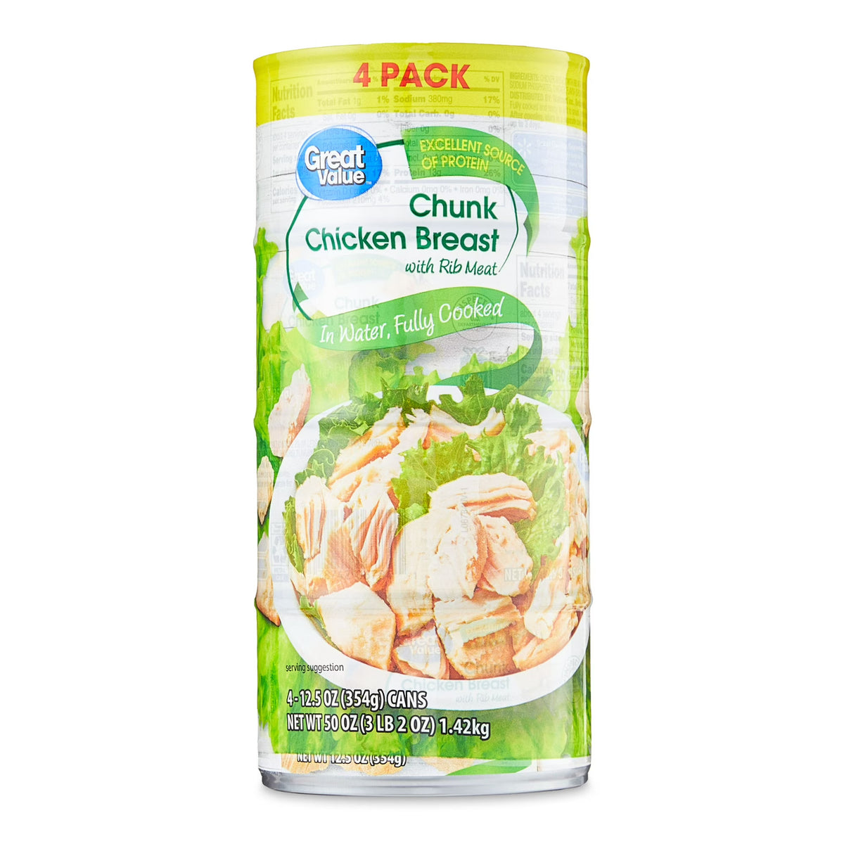 Canned Chicken Breast - Fully Cooked, 12.5 oz, Pack of 4, High Protein, Gluten-Free